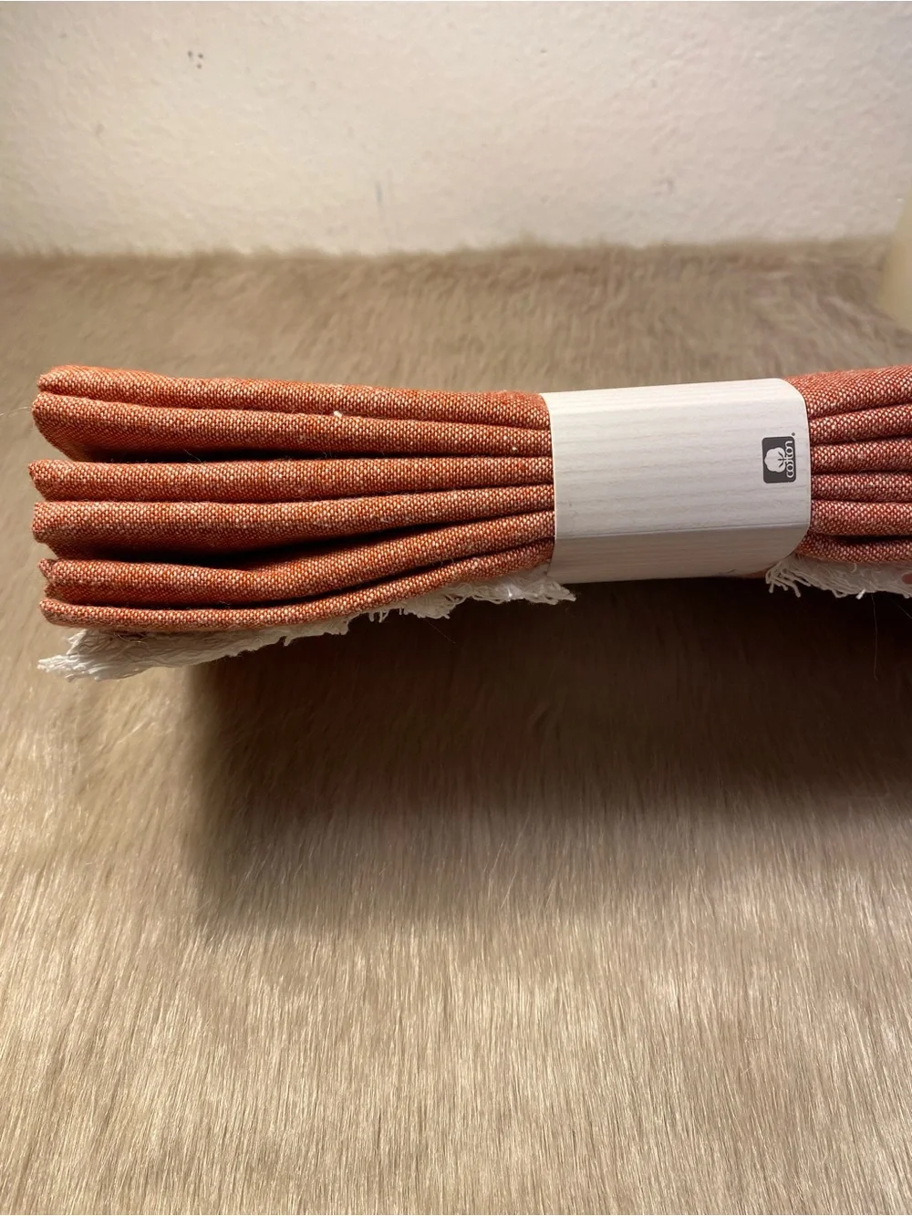 Avante Rust Orange Fringe Cotton Napkin Set (6)